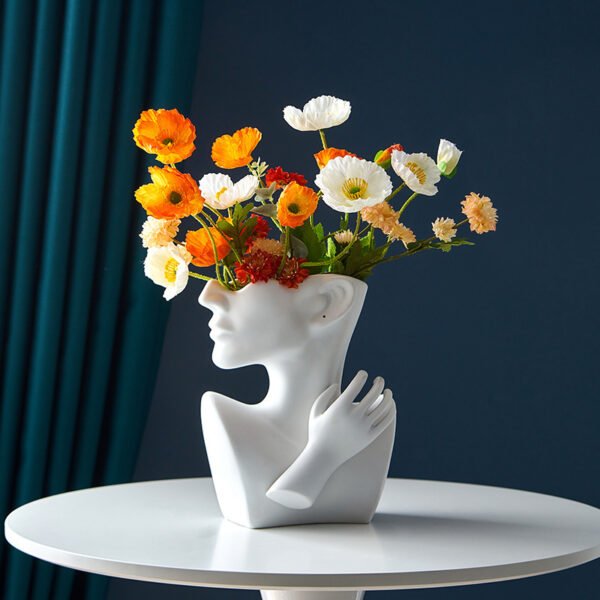 Sculptural Face Vase for Dried Flowers