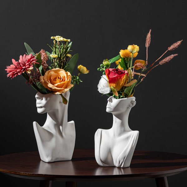 1481e0e9-b6ed-4558-88d5-29345973721a.jpg White Ceramic Bust Vase — Male or Female