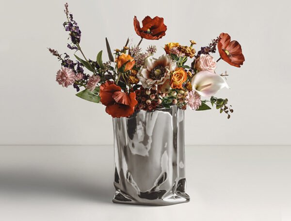Sculptural Ceramic Vase — Color & Floral Options