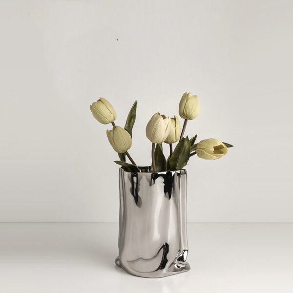 Sculptural Ceramic Vase — Color & Floral Options