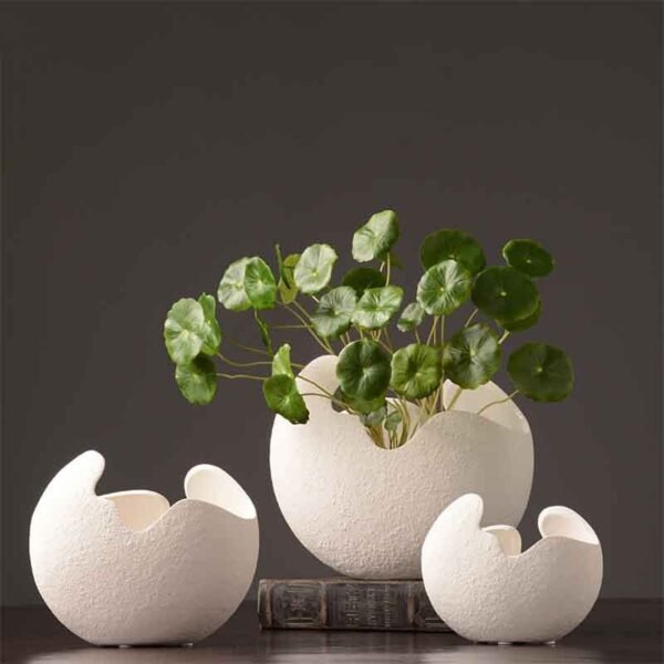 White ceramic vase size comparison with greenery