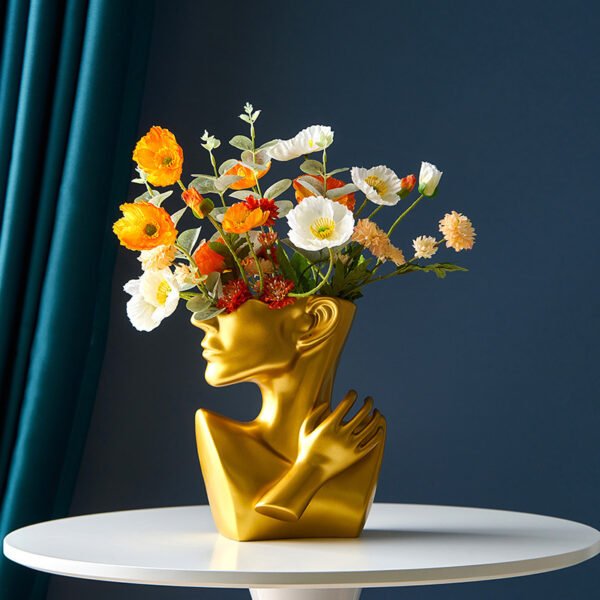 Sculptural Face Vase for Dried Flowers