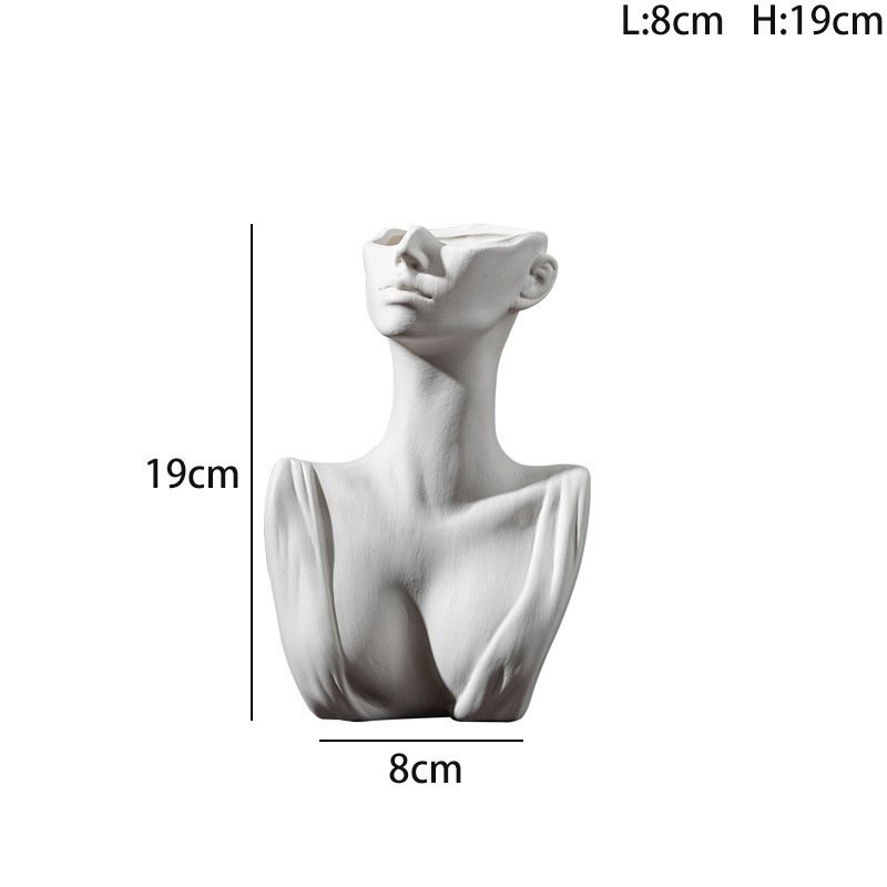 Ceramic bust vase 19 cm high and 8 cm wide size reference