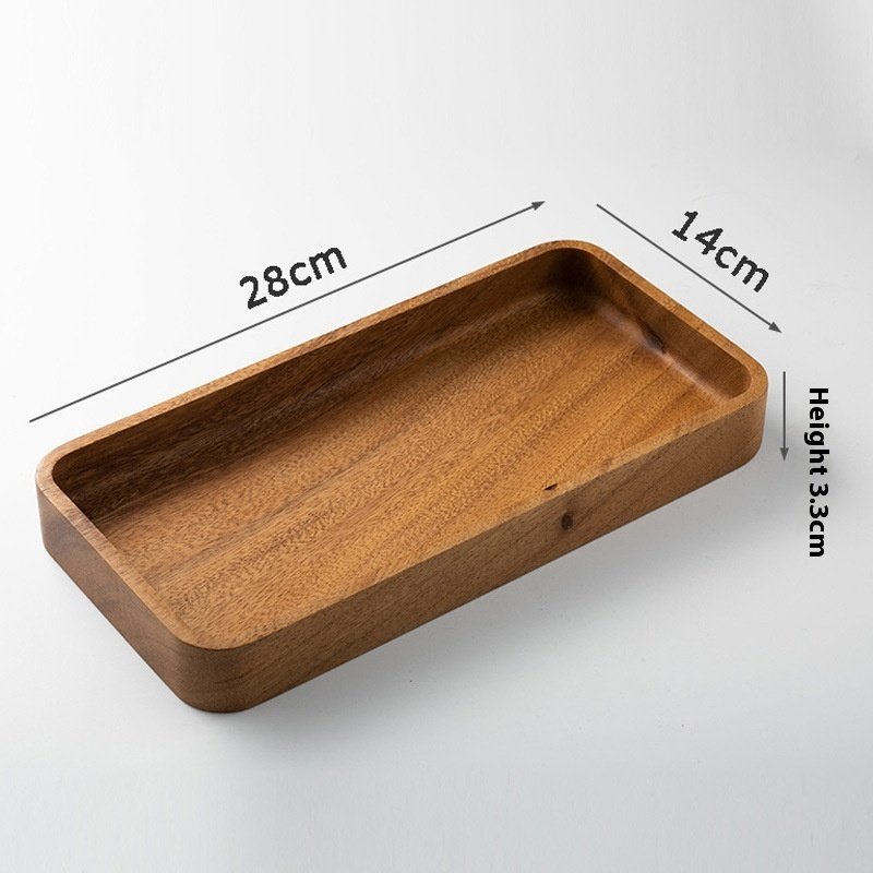 Walnut-tone rectangular wooden tray