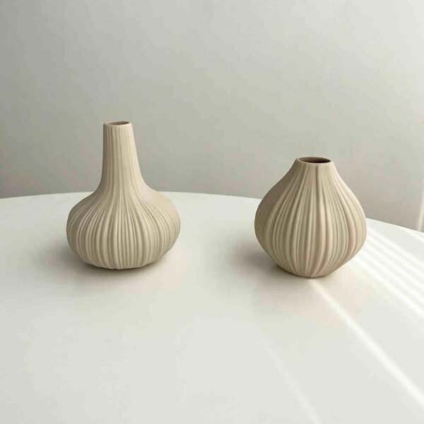 Beige Ceramic Vase Set — Wabi-Sabi Style