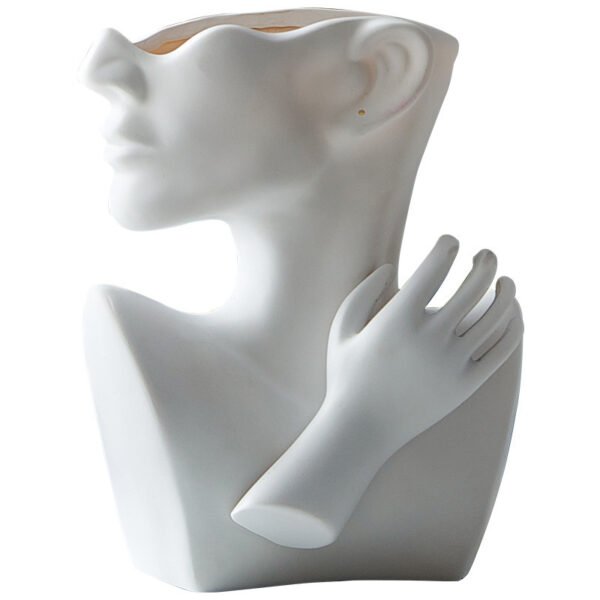 Sculptural Face Vase for Dried Flowers