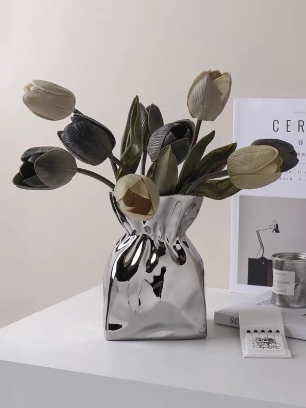 Crumpled Ceramic Vase — Short & Tall