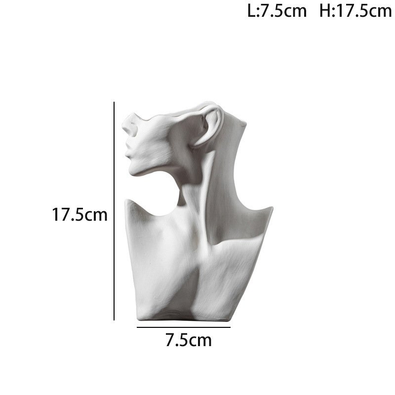 Ceramic bust vase 17.5 cm high and 7.5 cm wide size reference