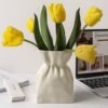Crumpled Ceramic Vase — Short & Tall