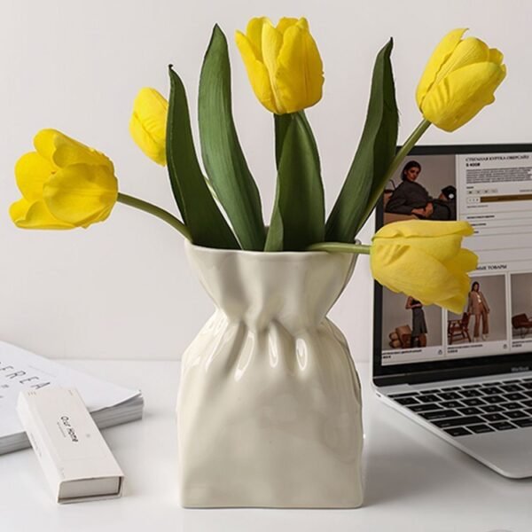 Crumpled Ceramic Vase — Short & Tall