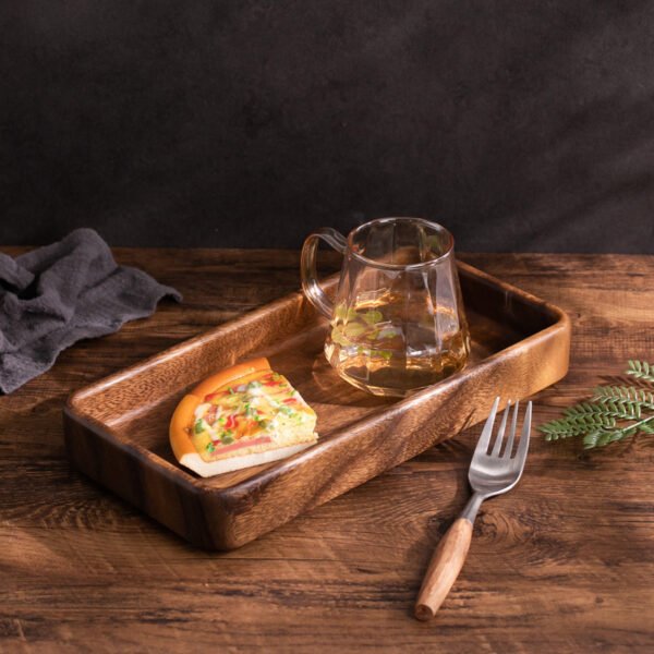 Wooden tray surface and raised edge