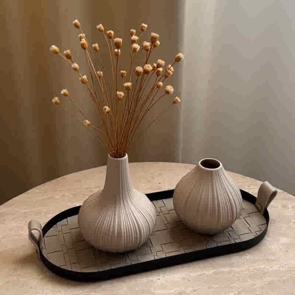 Beige Ceramic Vase Set — Wabi-Sabi Style