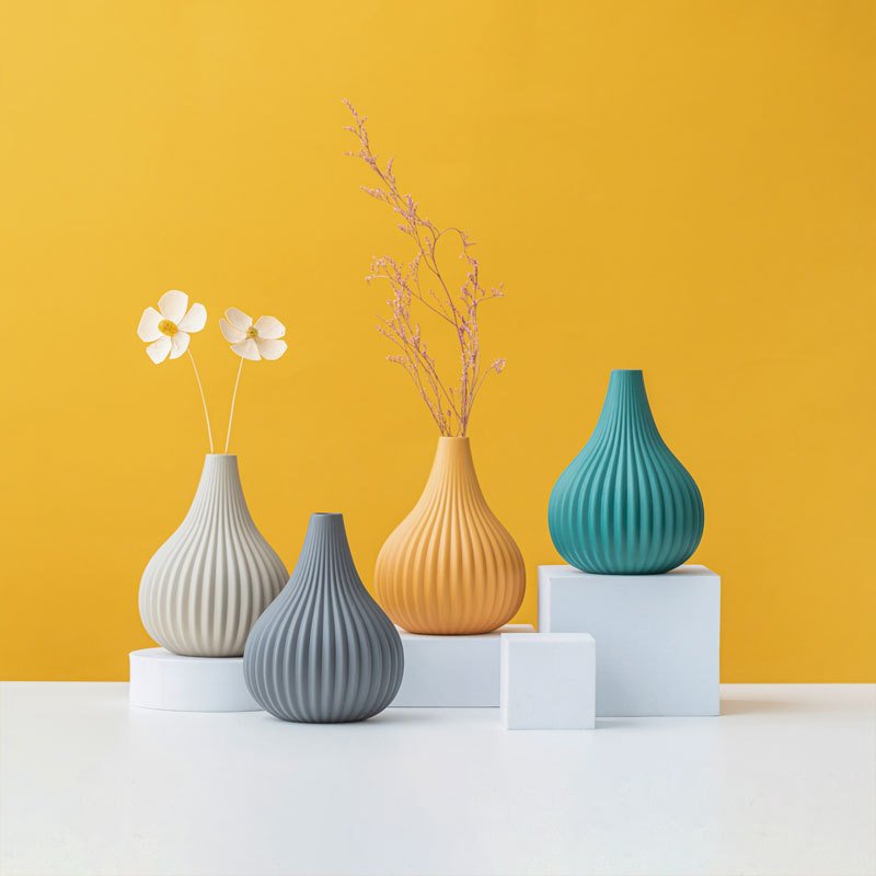 Small Ribbed Ceramic Bud Vase — Morandi Colors