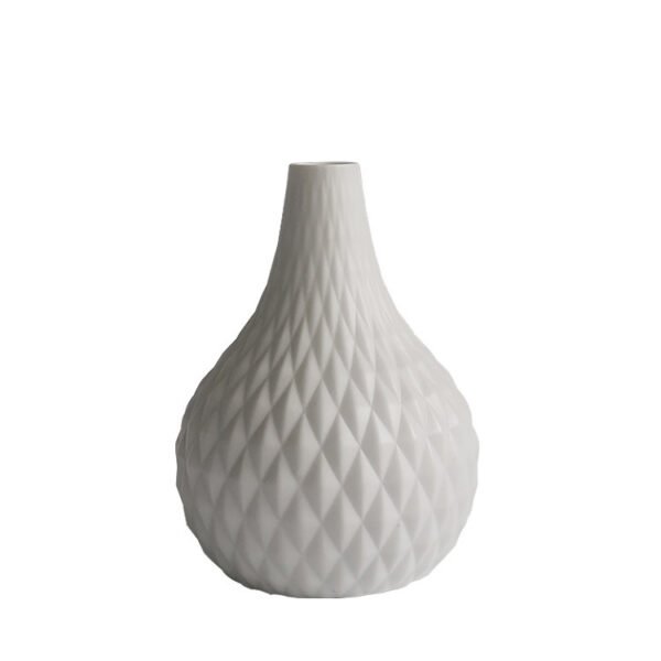 f17b4379-a32f-4337-96b3-966b86ba85ba.jpg Small White Ceramic Vase — Textured Patterns